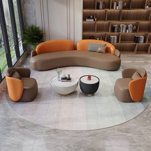 Conjunto de Sofás Curvos de Cuero, Muebles Modulares para Oficina, Sala de Reuniones, Hotel, Salón de Belleza, Área de Recepción - Product Image 1