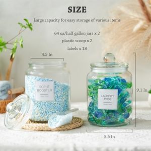 <strong>Laundry</strong> Pods Glass <strong>Jars</strong> with Cover and Scoop Labels Portable Modern Design for <strong>Laundry</strong> Room Detergent Storage - Product Image 5