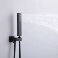 Ensemble de douche mural combiné avec mitigeur pluie sans plomb pour hôtel, système de pomme de douche à effet pluie noir, robinet de douche encastré