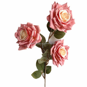Rama de flor rosa con serigrafía artificial de 67cm de largo, 3 cabezas para graduación de Navidad, decoraciones de Pascua PARA EL Día DE LA Madre - Product Image 5