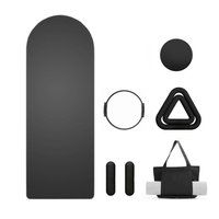 Tapis de yoga en caoutchouc PU noir avec kit d'haltères en silicone pour entraînement musculaire et fitness Pilates