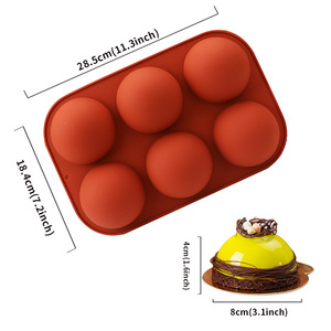 Semi-Spherical Silicone Mold 6 Cavity Hemispheric Baking Cake Chocolate Mold For Commercial Use - Product Image 2