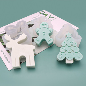 Albero di natale uomo di pan di zenzero alce 3D stampo in Silicone piccolo materiale per aromaterapia da DIY candele di gesso torta per auto ornamenti - Product Image 3