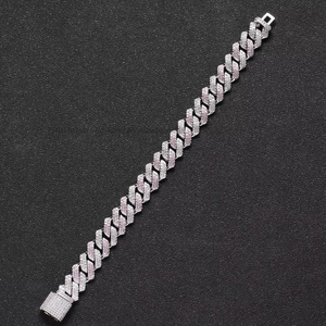 13Mm Hip Hop <b>Cuban</b> <b>Chain</b> Men's, White and Zirconium Full Zirconium Men's Bracelet Tanjing Fashion Lijing Necklace - Product Image 5