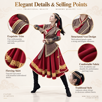 Costume de scène professionnel ethnique et folklorique pour femme, tenue de danse traditionnelle avec armure en similicuir