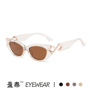 แว่นกันแดดทรงแคทอายสีม่วง ยี่ห้อ Yingtai Eyewear ป้องกันรังสียูวี 400 กรอบพลาสติกและโลหะ แฟชั่นสำหรับผู้หญิง - Product Image 4