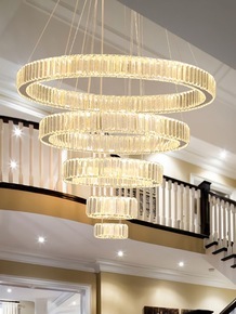 Grand Projet Personnalisé Décoration de Hall d'Hôtel Villa Lustre Lumière Moderne Anneau LED Lampe Suspendue en Cristal - Product Image 4