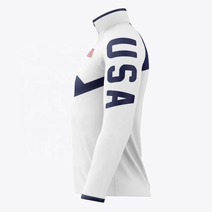 Camisas de manga larga personalizadas de 100% poliéster Pro Wrestling para hombres y <span class=keywords><strong>mujeres</strong></span> sublimación 1/4 cuartos medio agujero cremallera de talla grande ligero - Product Image 3