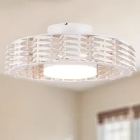 ロークリアランスプロファイルモダンラグジュアリーストロングユニバーサル調光可能LEDライトキットホワイトカバーブレードレスシーリングファンランプ