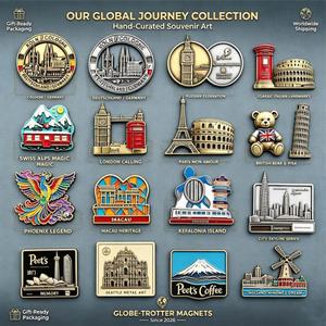 Custom Magnetic Sticker <b>Fridge</b> Magnet Zinc Alloy 2D 3D Embossed Bronzing Coastal Design Promotional Tourist Souvenir - Product Image 2