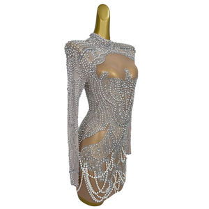 Elegante Diamante Pérolas Casamento Convidado Jantar Vestido Tassel Banquete Festa Bodycon Vestido Mulheres Curto Cocktail <span class=keywords><strong>Prom</strong></span> Evening Dresses - Product Image 2