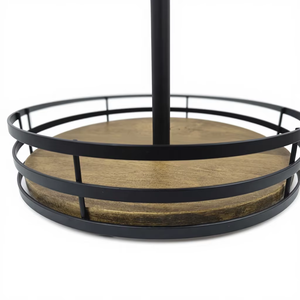 מדף אחסון עגול מעץ מודרני, דו-קומתי, לא מתקפל, עמיד, מסתובב, למטבח, לתבלינים, לרטבים, לכלי אוכל, נייד - Product Image 4