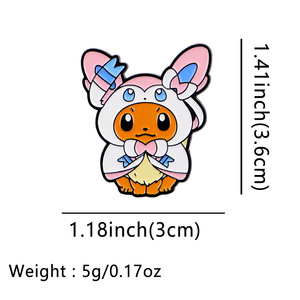 Spilla smaltata all'ingrosso Pokemoned con simpatico personaggio anime Eevee, spilla da bavero a forma di animale cartone animato Kawaii, distintivo per zaino e <span class=keywords><strong>accessori</strong></span> abbigliamento - Product Image 5