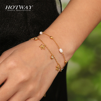 Gelang Bunga Blossom untuk Wanita, Lapisan Emas 18K dengan Kelopak yang Rapi, untuk Gelang Musim Panas (Grosir)