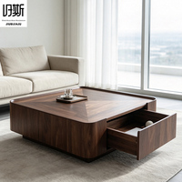 Table basse carrée en placage de noyer noir scandinave d'Amérique du Nord, design moderne, durable, écologique, meuble de rangement.