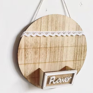 Corona di legno rotondo rustico per la decorazione della porta d'ingresso segno di benvenuto appeso da parete all'aperto fattoria portico intagliato primavera estate autunno - Product Image 1