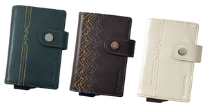 Portefeuille en aluminium avec doublure en cuir véritable, protection RFID, gaufrage géométrique, fermeture minimaliste, design court unisexe - Product Image 5