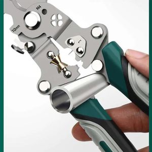 Electrician Folding <b>Wire</b> Stripper <b>Crimping</b> <b>Tools</b> Carbon Steel Plastic Metric DIY Multi-Functional Serrated Cutting Cable Long - Product Image 2