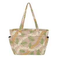 Sac à bandoulière matelassé pour femme avec poches organisatrices, rangement pour ordinateur portable et passant pour valise, style Hawaïen avec motif floral Lei