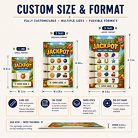 Boletos de Raspar con Temática de Frutas, Impresión Digital Personalizada de Fábrica, Cinco Ventanas, Premio Instantáneo