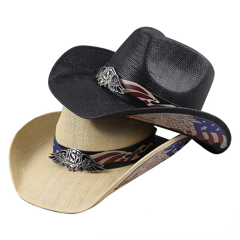 1518 Straw Cowboy Cowgirl Hats For Women And Men Western Country Hats Sun Coastal Cowgirl Straw Hat With Red Gemstone and Seashells  main image 3