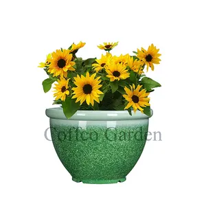 Coffco Round Flowerpot 12inch Glazed Bell Vase Plastic Pot Home Decoration Garden Garden Supplies