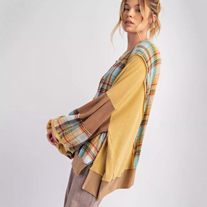 <span class=keywords><strong>Felpa</strong></span> da Donna Casual con Collo Tondo, Motivo Vintage a Quadri e Applicazioni Floreali, Vendita Calda - Product Image 2