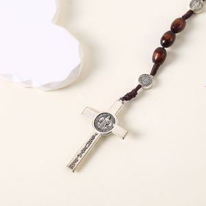 Perles de chapelet catholiques personnalisées, perles en bois 8*10mm, croix, Jésus, Saint, collier, bijoux, chapelets chrétiens, fournitures pour la fabrication de cadeaux - Product Image 4