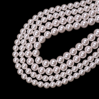 Perles de verre blanches avec des perles de verre rose clair, perles rondes teintées, perles imitation perle, perles de verre pour la fabrication de bijoux