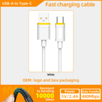 Câble de charge flexible en PVC tressé 18W en cuivre pur, haute vitesse, Type-C Micro USB 1M pour iPhone Android 2.4A, vente en gros