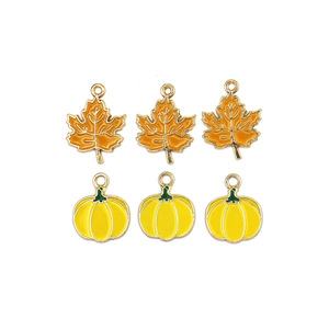 Abalorios de Calabaza y Hoja de Arce para Acción de Gracias, Aleación de Zinc 16x22mm, Accesorios de Joyería DIY para Collares y Llaveros - Product Image 3