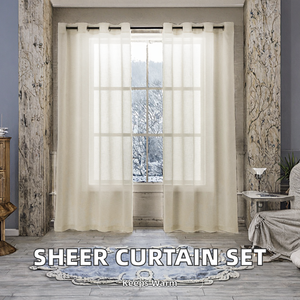 Bán buôn Trắng Sheer sẵn sàng thực hiện cửa sổ Voile Tulle <span class=keywords><strong>Curtain</strong></span> Set cho phòng khách phòng ngủ hoặc cửa trang trí - Product Image 3