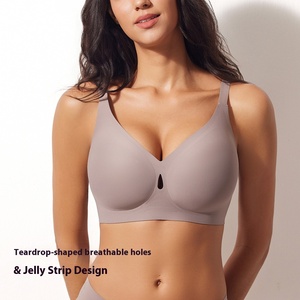 Soutien-gorge sans armatures 3/4 fin et uni pour femme, avec gel adhésif, style goutte d'eau, respirant, pour l'approvisionnement transfrontalier de lingerie - Product Image 1
