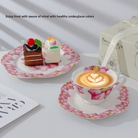 Ensemble de soucoupe de tasse à café en céramique jetable haut de gamme motif de fruits de Style pastoral pour les ensembles de vaisselle d'assiette à Dessert de thé de l'après-midi