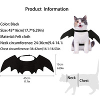 Ailes de chauve-souris en feutre pour chat, accessoire de costume d'Halloween pour animaux de compagnie pour les fêtes