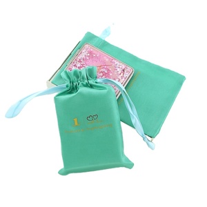 Sac à cordon personnalisé en satin vert clair avec fermeture éclair, sac à chaussures anti-poussière, sac de rangement surdimensionné pour le linge, pochette à cordon avec logo imprimé - Product Image 2