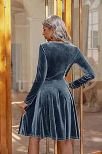 <span class=keywords><strong>Vestidos</strong></span> <span class=keywords><strong>de</strong></span> Terciopelo al por Mayor para Mujer, <span class=keywords><strong>Elegantes</strong></span>, Diseño Personalizado, Manga Larga, Espalda Descubierta, Vestido <span class=keywords><strong>de</strong></span> <span class=keywords><strong>Fiesta</strong></span> Formal Corto - Product Image 4