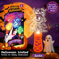 Baguette Lumineuse LED Musicale d'Halloween avec Musique d'Ambiance, Jouet Lumineux Fantôme Citrouille pour Accessoires de Jeu de Rôle d'Halloween