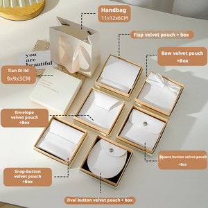 wholesale jewellery packaging <b>box</b> set two part jewelry <b>Gift</b> <b>box</b> with snap button pouch and velvet bag for storage - Product Image 5