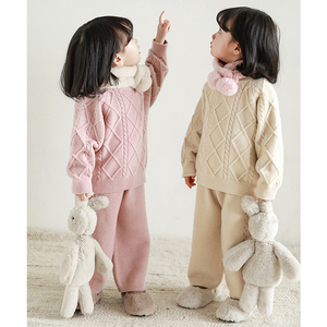 Conjuntos de Ropa de Invierno para Niñas, Tejido de Punto Acanalado, Suéter Grueso y Suave, Conjunto de 2 Piezas - Product Image 5