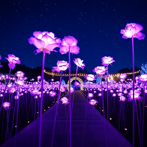 Decoración de Jardín en Oferta, Flores Artificiales con Luces LED, Soporte para Decoración de Bodas, Decoración Romántica y Elegante para Festivales, Alquiler - Product Image 1