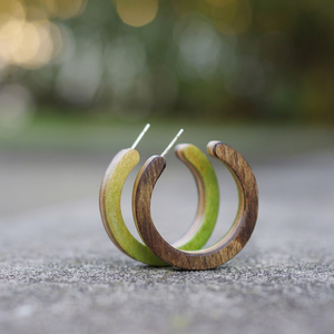 Boucles d'oreilles en bois avec finition grain naturel pour la fabrication de bijoux et d'accessoires - Product Image 1
