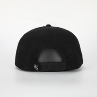 Chapeau noir à 7 panneaux avec Logo en PVC, Gorras en Polyester de haute qualité, casquette de Snapback Hip Hop à bord plat découpé au Laser, vente en gros