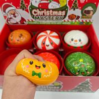 Nouveau jouet Squishy de Noël en forme de boulette, simulation PU, rebond lent, jouet anti-stress souple, emballé individuellement, vente en gros