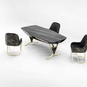 Chaise de salle à manger Bugatti de luxe moderne en velours capitonné avec pieds en métal, fabriquée en Turquie pour la maison et l'hôtel - Product Image 3