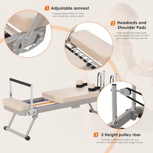 CZFIT - Equipo de Pilates Plegable Grande, Cama de Yoga para Ejercicios de Core, Fitness en Casa, Pérdida de Peso, Máquina de Pilates Reformer de 232 cm - Product Image 4