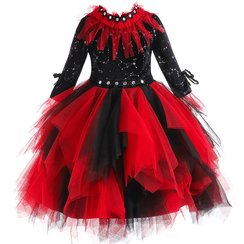 A426ハロウィーン子供服ヨーロッパとアメリカの女の子のスカート吸血鬼の魔女の化粧ボールパフォーマンスドレス