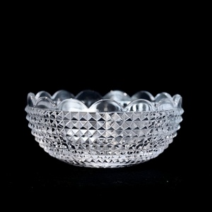 Bol de lustre Bobeche en verre pressé tchèque poli de 5 pouces, trou de 13 mm, 15 festons, découpe à la presse, impression, lampe en cristal pyramidal sans broches - Product Image 1