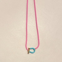 Collier ras-du-cou coloré en émail avec fermoir fer à cheval pour femme, plaqué or 18 carats, chaîne maille forçat, bijou Dopamine, cadeau