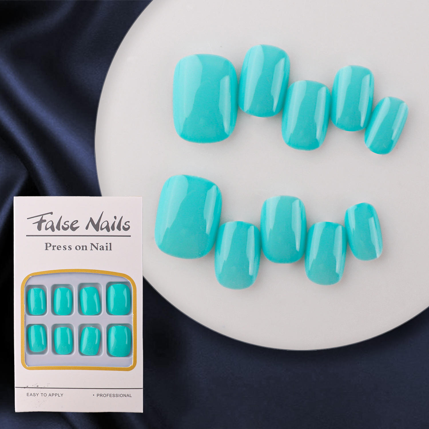 Hot Sales Short Oval Press on Nails Shiny Vegan Artificial False Nail